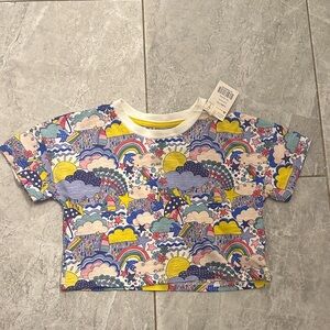 Mini Boden Multicolor Rainbow and Cloud Tee Crop